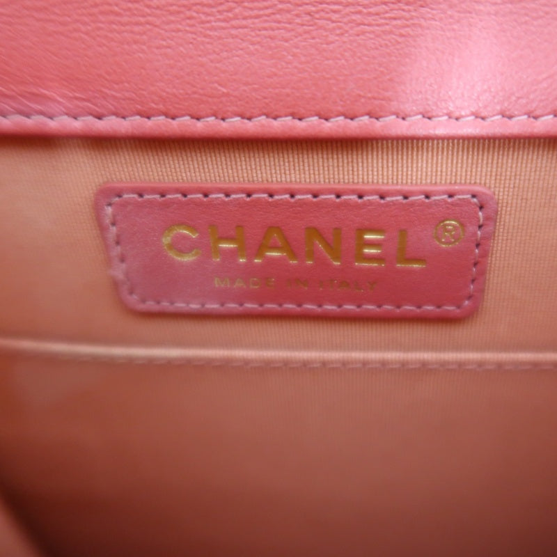 CHANEL Pink Boy Chain Shoulder Bag, Lambskin Leather, Gold Hardware