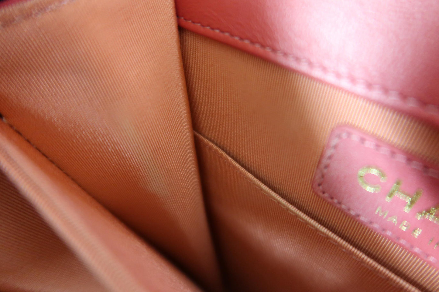 CHANEL Pink Boy Chain Shoulder Bag, Lambskin Leather, Gold Hardware