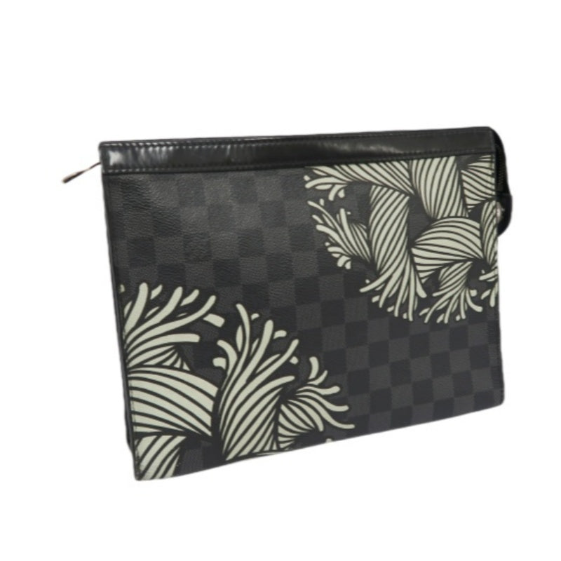 LOUIS VUITTON Pochette Jules Clutch Bag, Damier Graphite, PVC-Coated Canvas