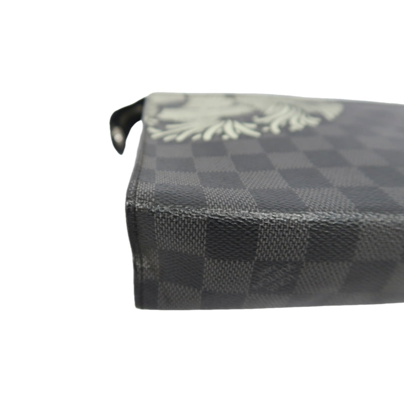 LOUIS VUITTON Pochette Jules Clutch Bag, Damier Graphite, PVC-Coated Canvas