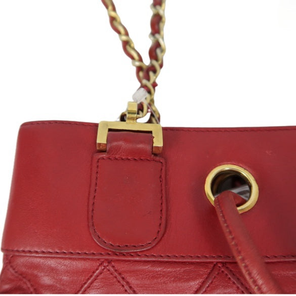 CHANEL Red Chain Shoulder Bag, Gold Hardware, with Guarantee Card
