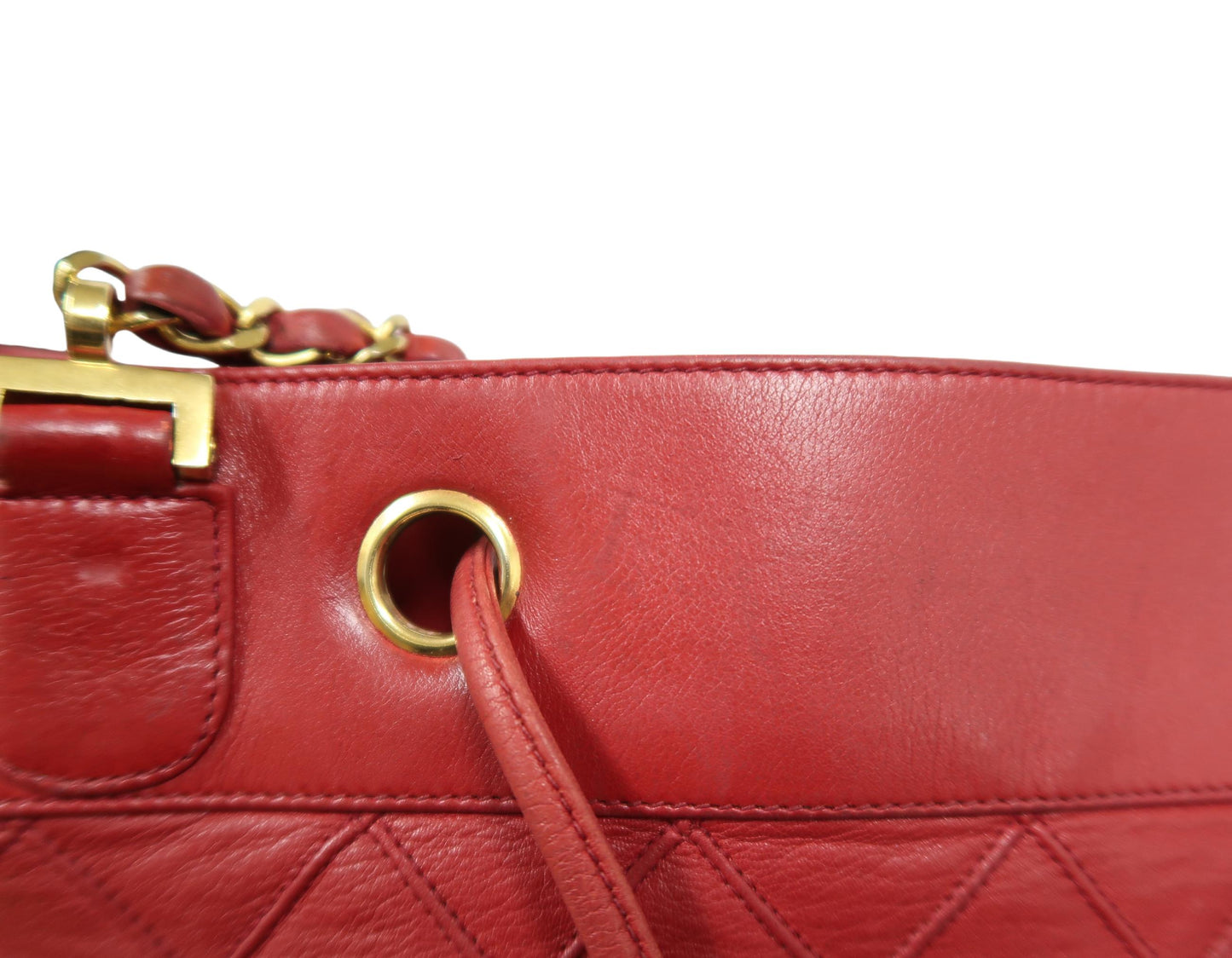 CHANEL Red Chain Shoulder Bag, Gold Hardware, with Guarantee Card