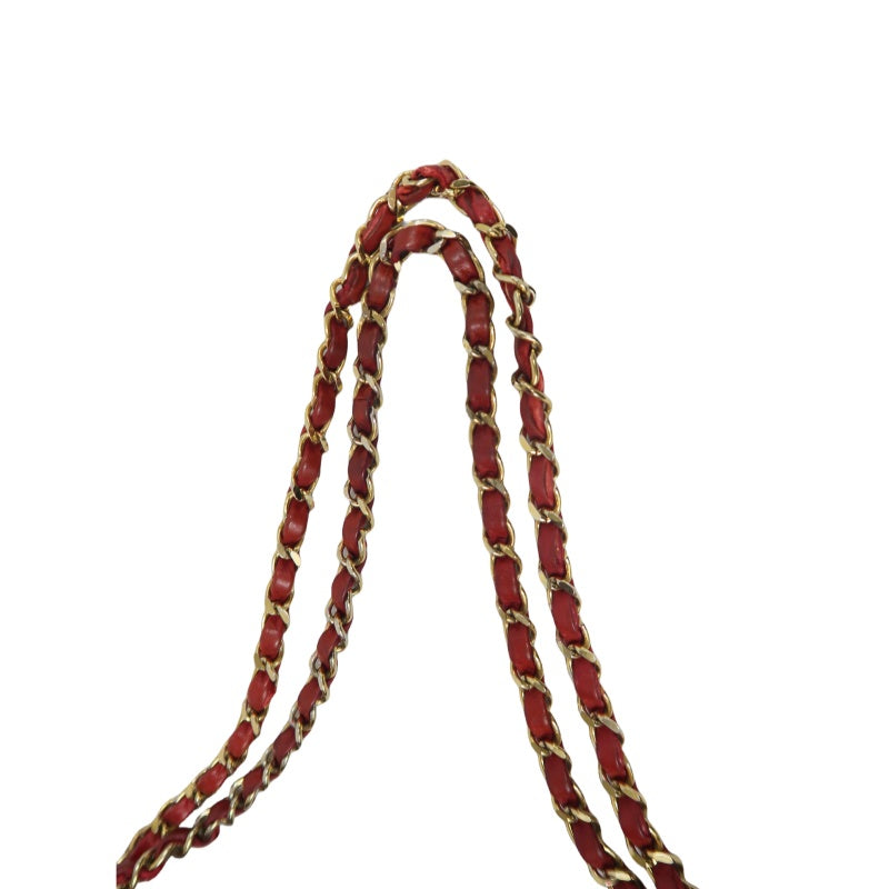 CHANEL Red Chain Shoulder Bag, Gold Hardware, with Guarantee Card