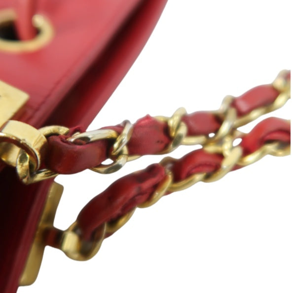 CHANEL Red Chain Shoulder Bag, Gold Hardware, with Guarantee Card