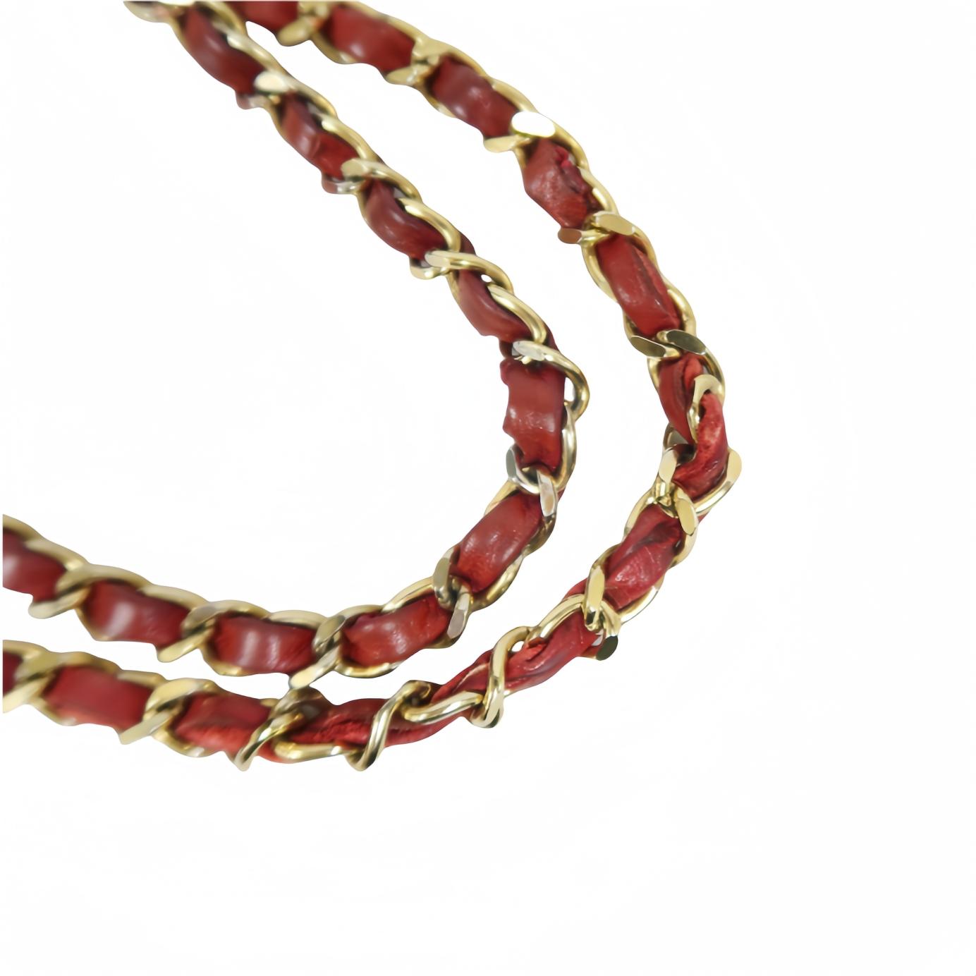 CHANEL Red Chain Shoulder Bag, Gold Hardware, with Guarantee Card