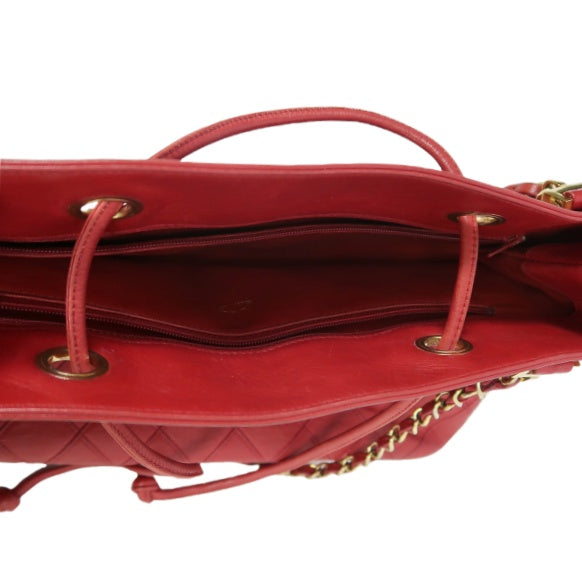 CHANEL Red Chain Shoulder Bag, Gold Hardware, with Guarantee Card