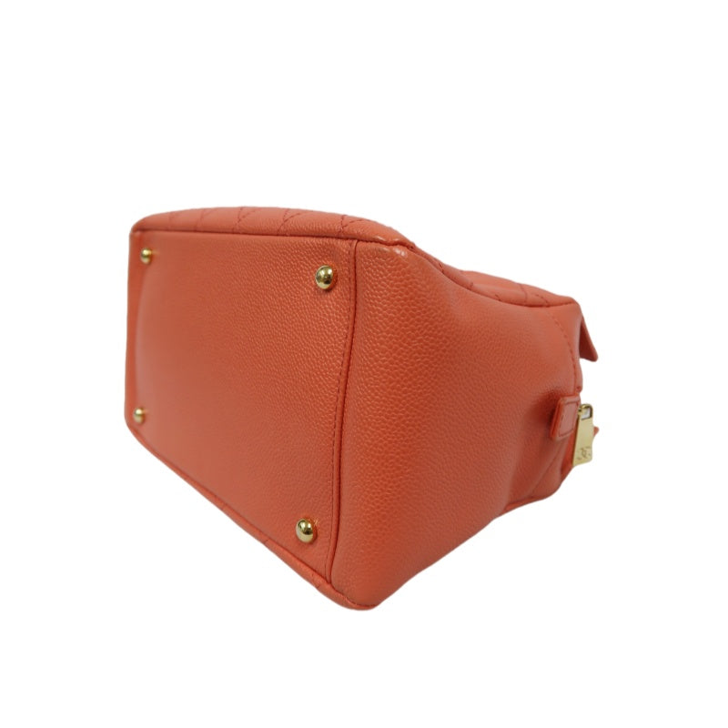 CHANEL Pink Orange Shoulder Bag, Caviar Leather, Gold Hardware, with Dust Bag and Guarantee Card