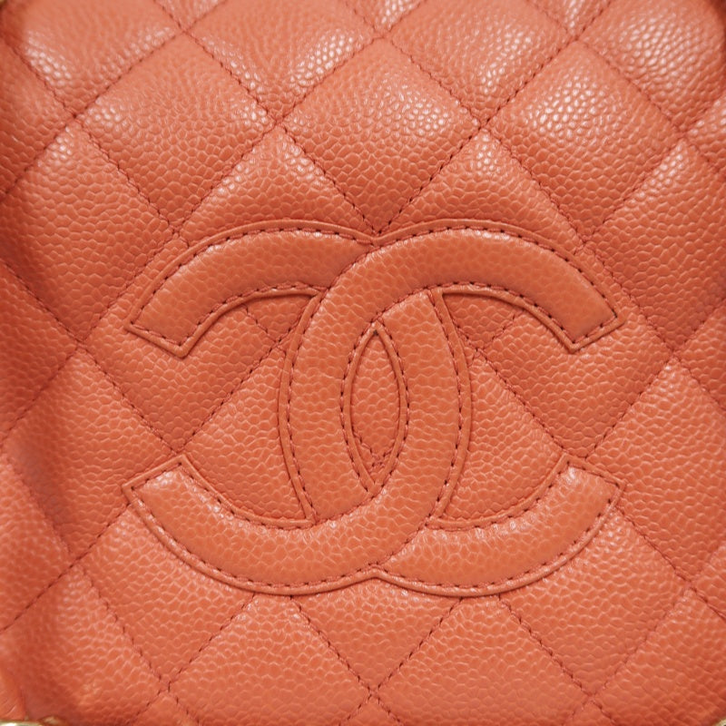 CHANEL Pink Orange Shoulder Bag, Caviar Leather, Gold Hardware, with Dust Bag and Guarantee Card