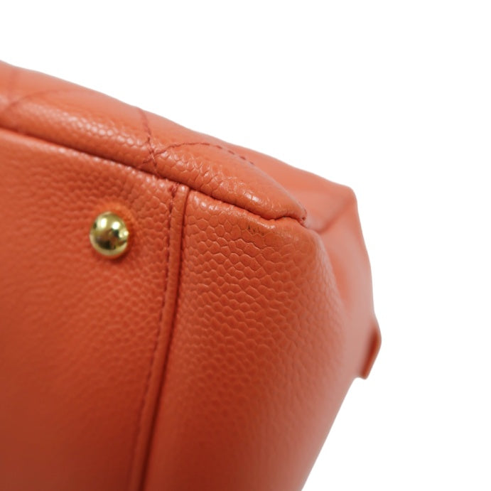 CHANEL Pink Orange Shoulder Bag, Caviar Leather, Gold Hardware, with Dust Bag and Guarantee Card
