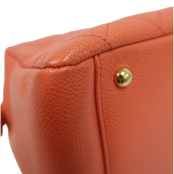 CHANEL Pink Orange Shoulder Bag, Caviar Leather, Gold Hardware, with Dust Bag and Guarantee Card