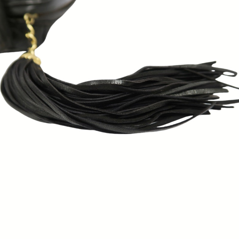 CHANEL Coco Mark Fringe Shoulder Bag, Black, Lambskin Leather, with Guarantee Card and Dust Bag