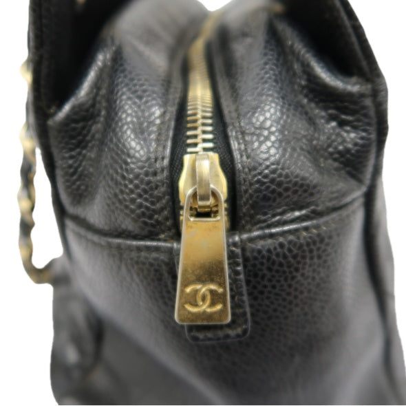 CHANEL GST Chain Shoulder Bag, Caviar Leather , Black with Gold Hardware, Laser Serial Sticker Included
