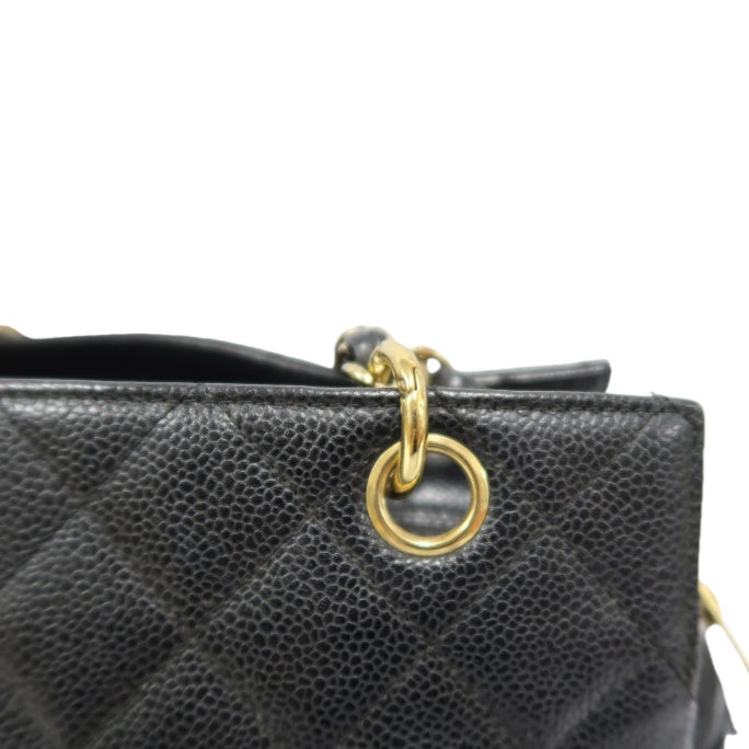 CHANEL GST Chain Shoulder Bag, Caviar Leather , Black with Gold Hardware, Laser Serial Sticker Included