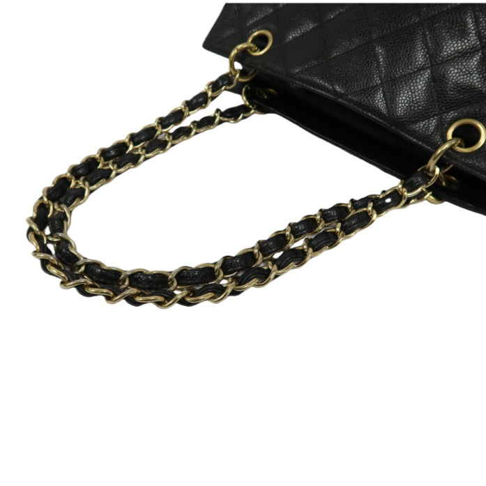 CHANEL GST Chain Shoulder Bag, Caviar Leather , Black with Gold Hardware, Laser Serial Sticker Included