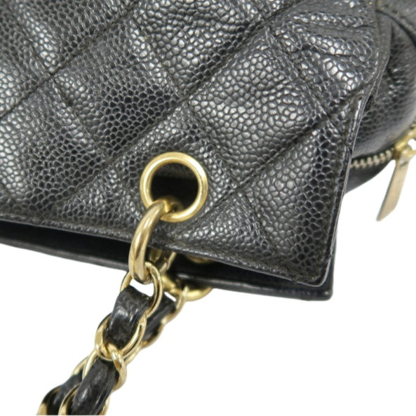 CHANEL GST Chain Shoulder Bag, Caviar Leather , Black with Gold Hardware, Laser Serial Sticker Included