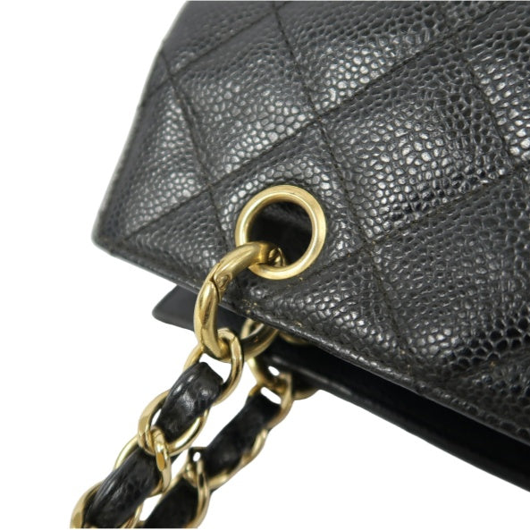 CHANEL GST Chain Shoulder Bag, Caviar Leather , Black with Gold Hardware, Laser Serial Sticker Included