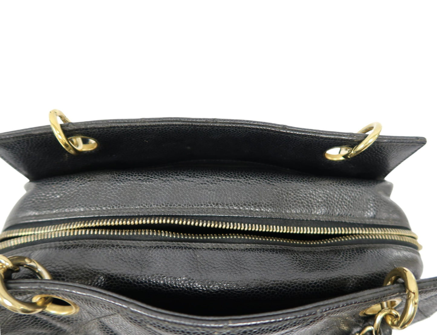 CHANEL GST Chain Shoulder Bag, Caviar Leather , Black with Gold Hardware, Laser Serial Sticker Included