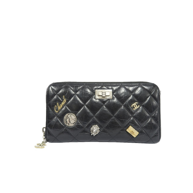CHANEL Black Long Wallet, Lambskin Leather, with Dust Bag and Box