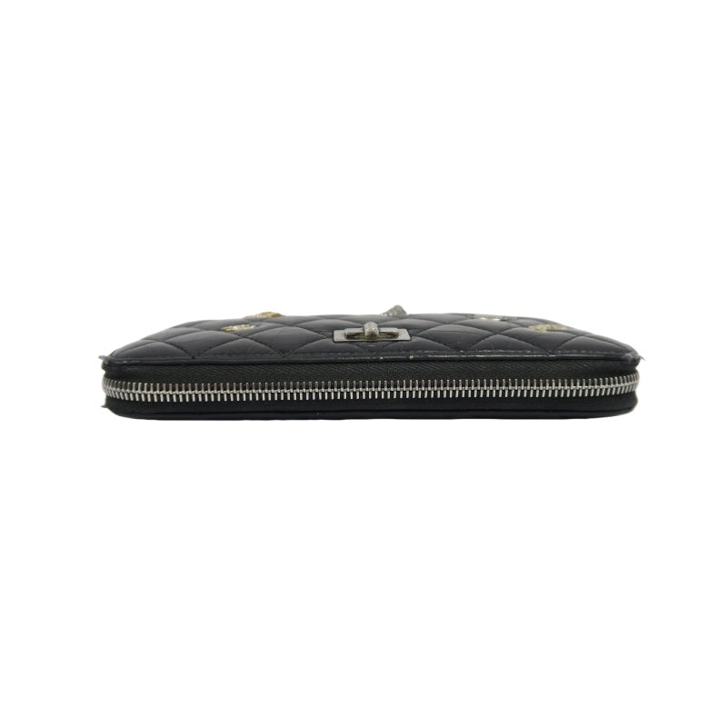 CHANEL Black Long Wallet, Lambskin Leather, with Dust Bag and Box