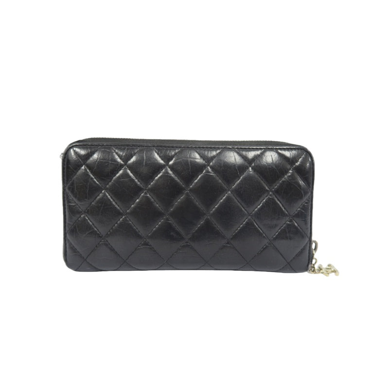 CHANEL Black Long Wallet, Lambskin Leather, with Dust Bag and Box