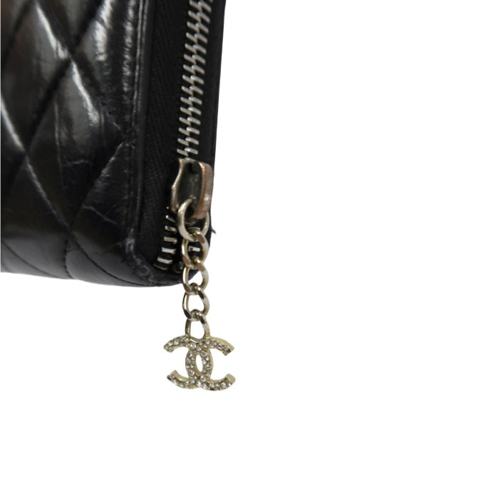 CHANEL Black Long Wallet, Lambskin Leather, with Dust Bag and Box