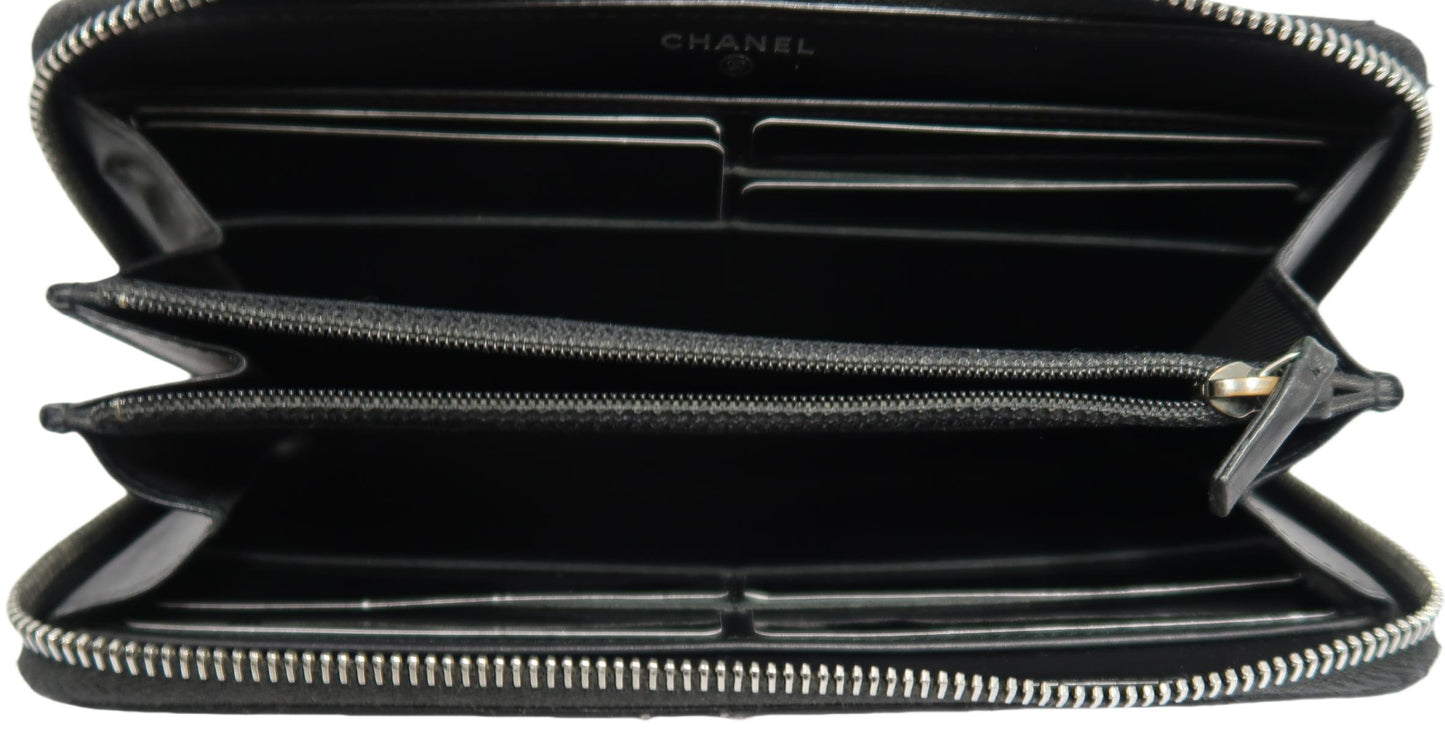 CHANEL Black Long Wallet, Lambskin Leather, with Dust Bag and Box