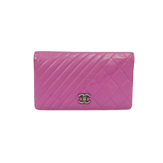 CHANEL Long Wallet, Purple Lambskin Leather