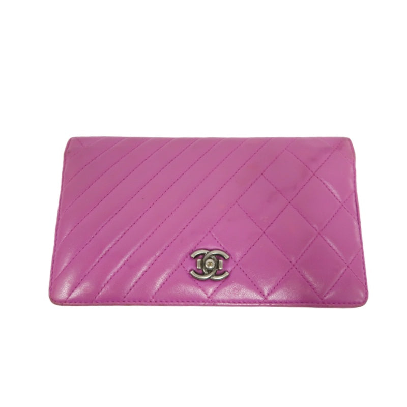 CHANEL Long Wallet, Purple Lambskin Leather