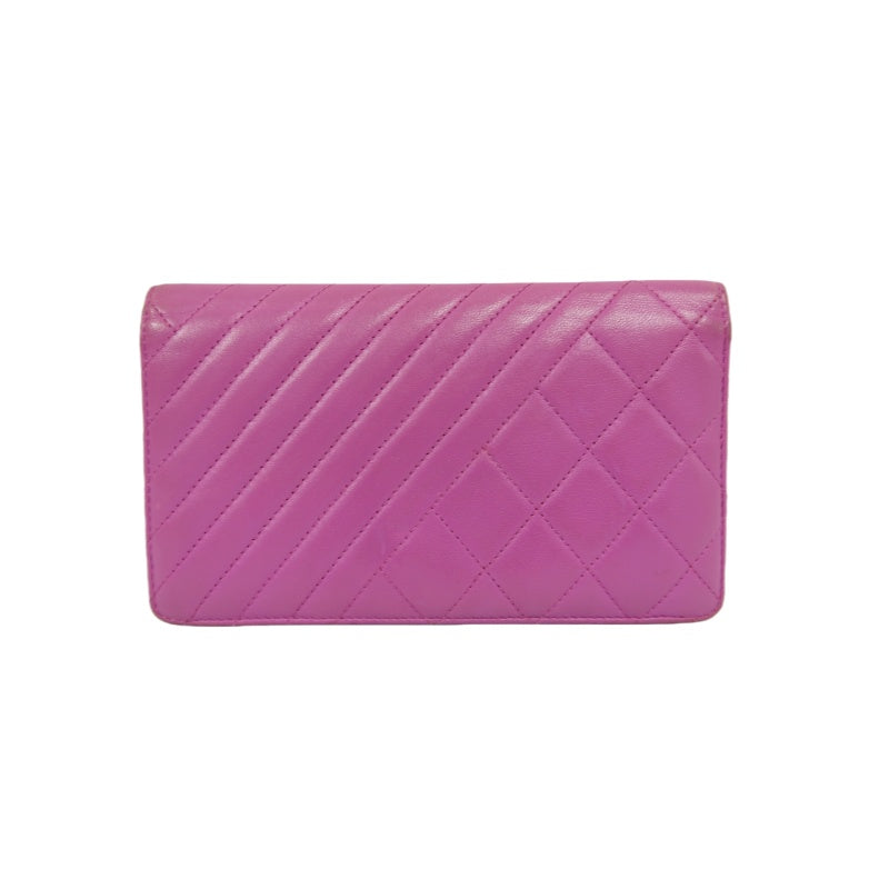 CHANEL Long Wallet, Purple Lambskin Leather