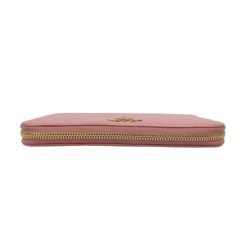 PRADA Pink Zippy Long Wallet, Saffiano Leather, Gold Hardware, with Box and Guarantee Card