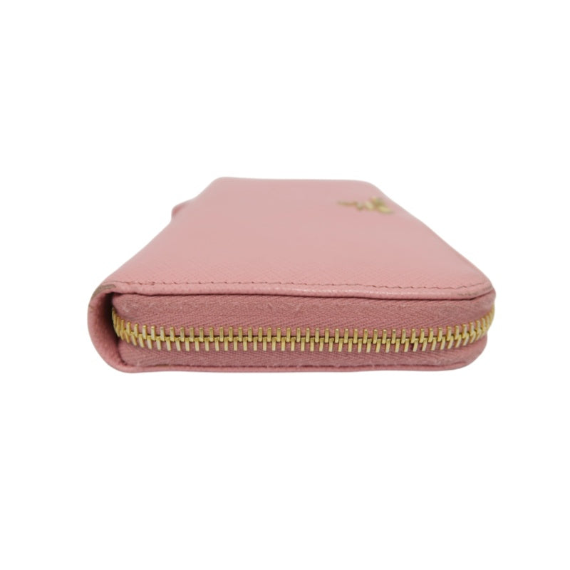 PRADA Pink Zippy Long Wallet, Saffiano Leather, Gold Hardware, with Box and Guarantee Card