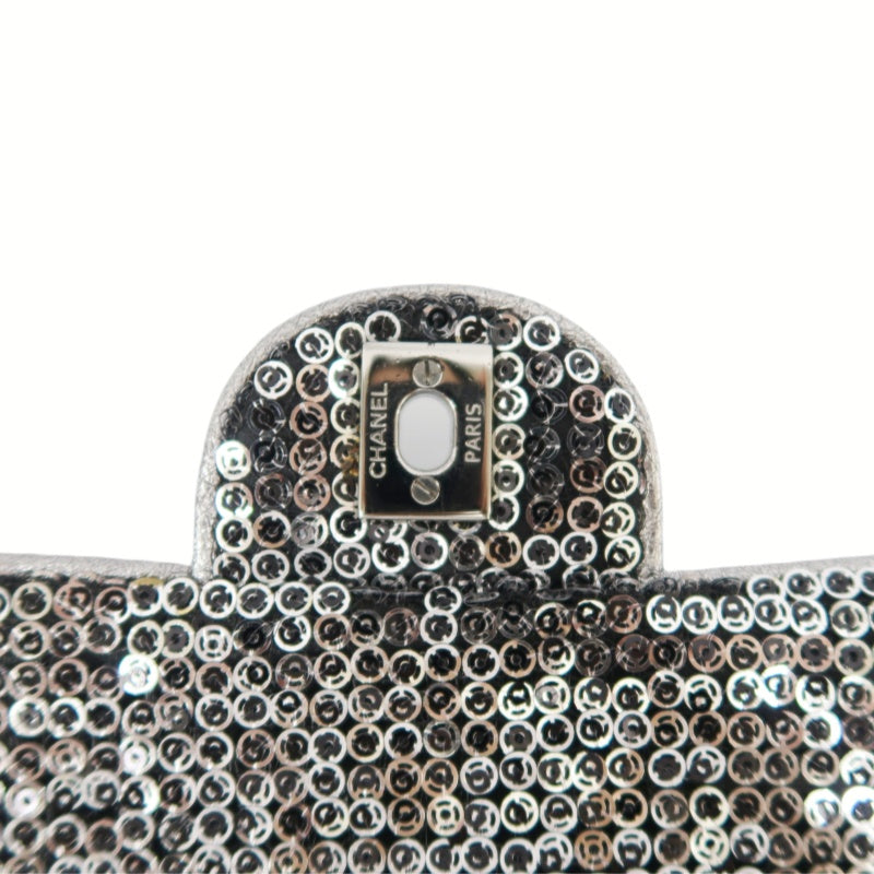 CHANEL Chain Shoulder Bag, Silver Sequins, Silver Hardware