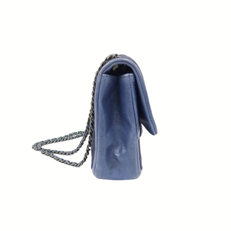 CHANEL Chain Shoulder Bag, Navy, Silver Hardware