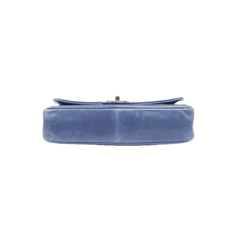 CHANEL Chain Shoulder Bag, Navy, Silver Hardware