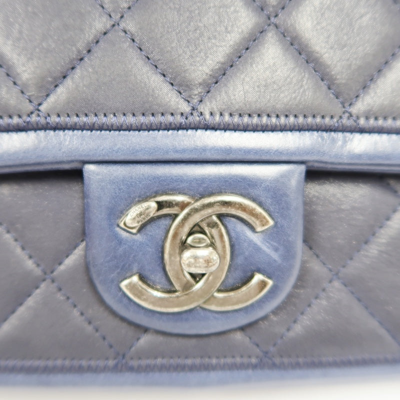 CHANEL Chain Shoulder Bag, Navy, Silver Hardware