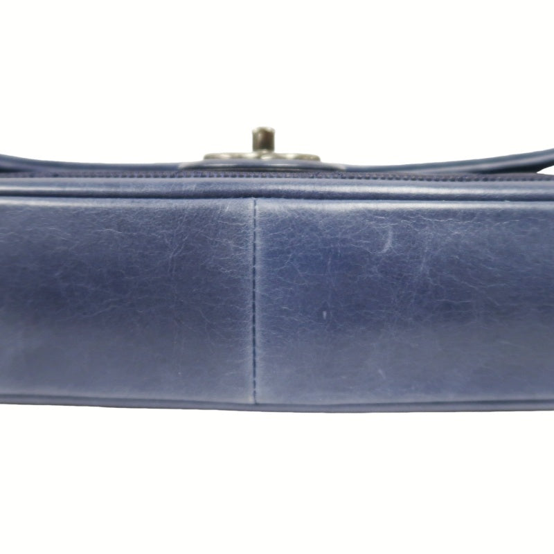 CHANEL Chain Shoulder Bag, Navy, Silver Hardware