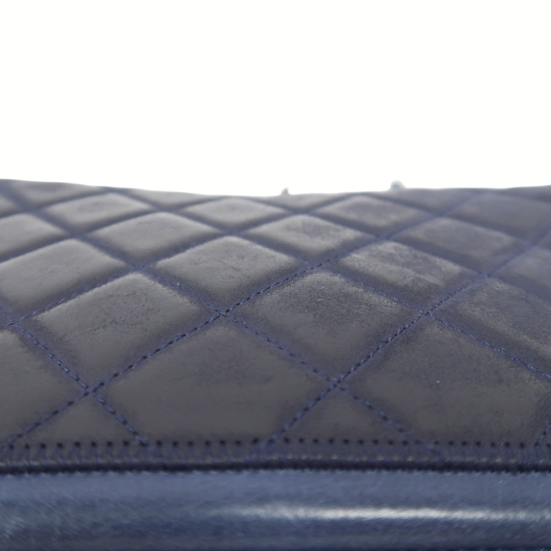 CHANEL Chain Shoulder Bag, Navy, Silver Hardware