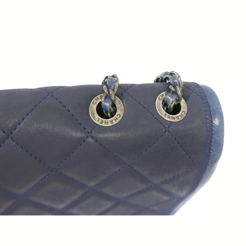 CHANEL Chain Shoulder Bag, Navy, Silver Hardware