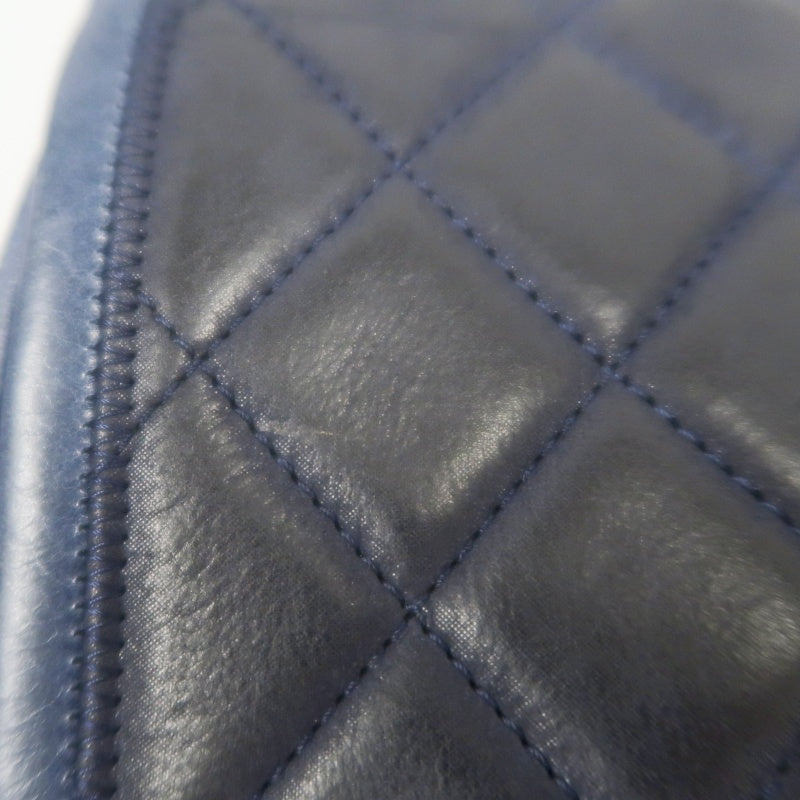 CHANEL Chain Shoulder Bag, Navy, Silver Hardware