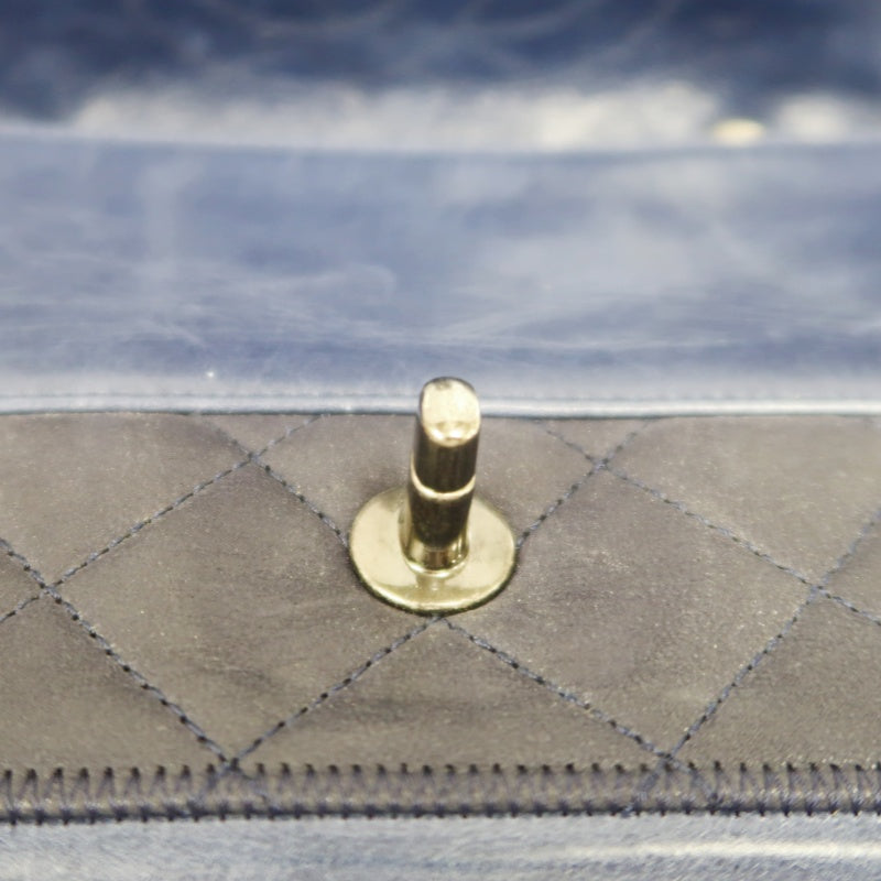CHANEL Chain Shoulder Bag, Navy, Silver Hardware