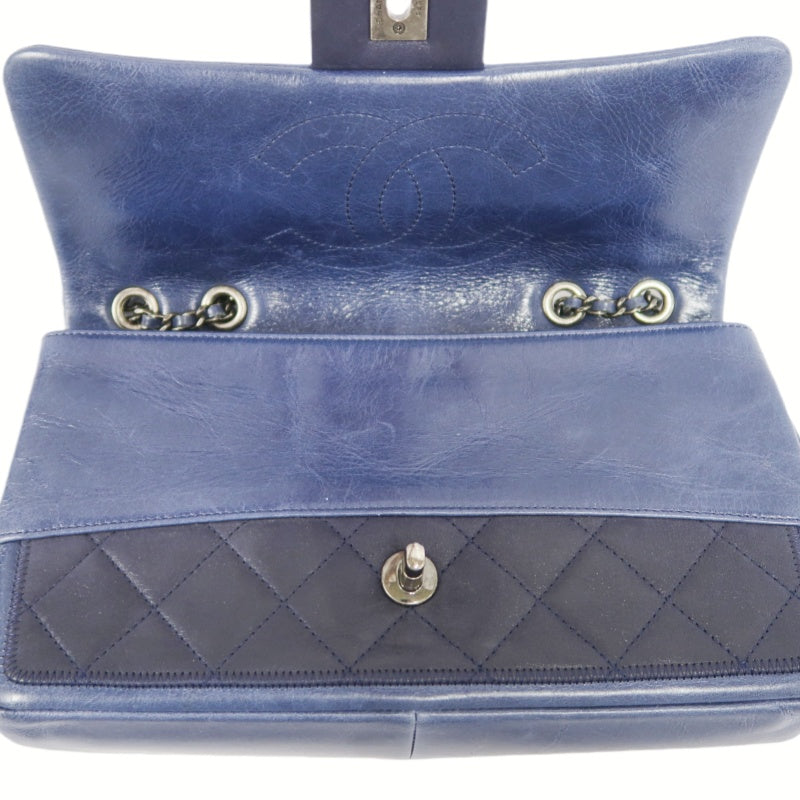 CHANEL Chain Shoulder Bag, Navy, Silver Hardware
