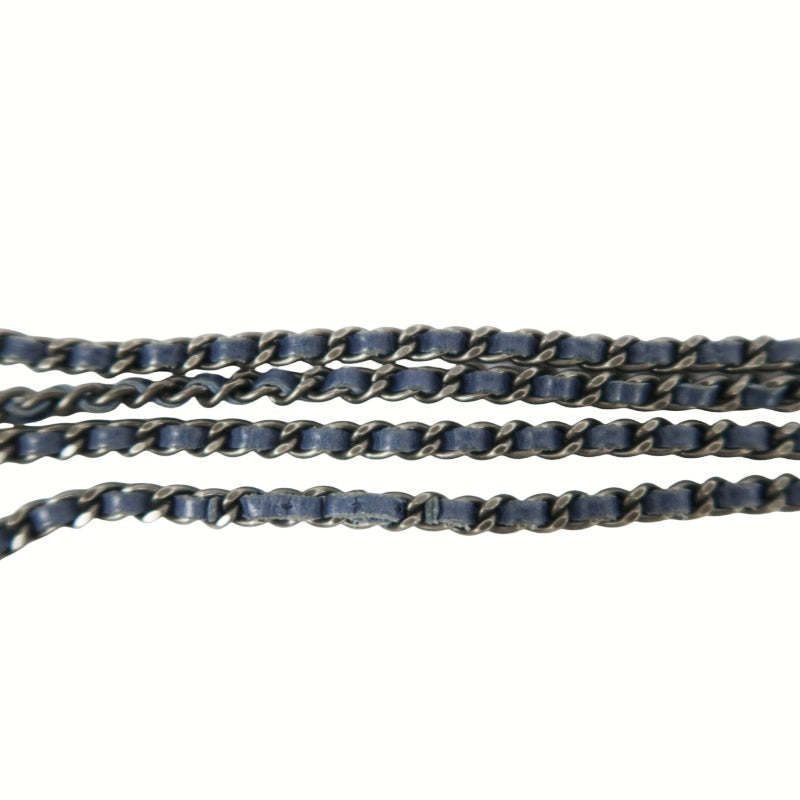 CHANEL Chain Shoulder Bag, Navy, Silver Hardware
