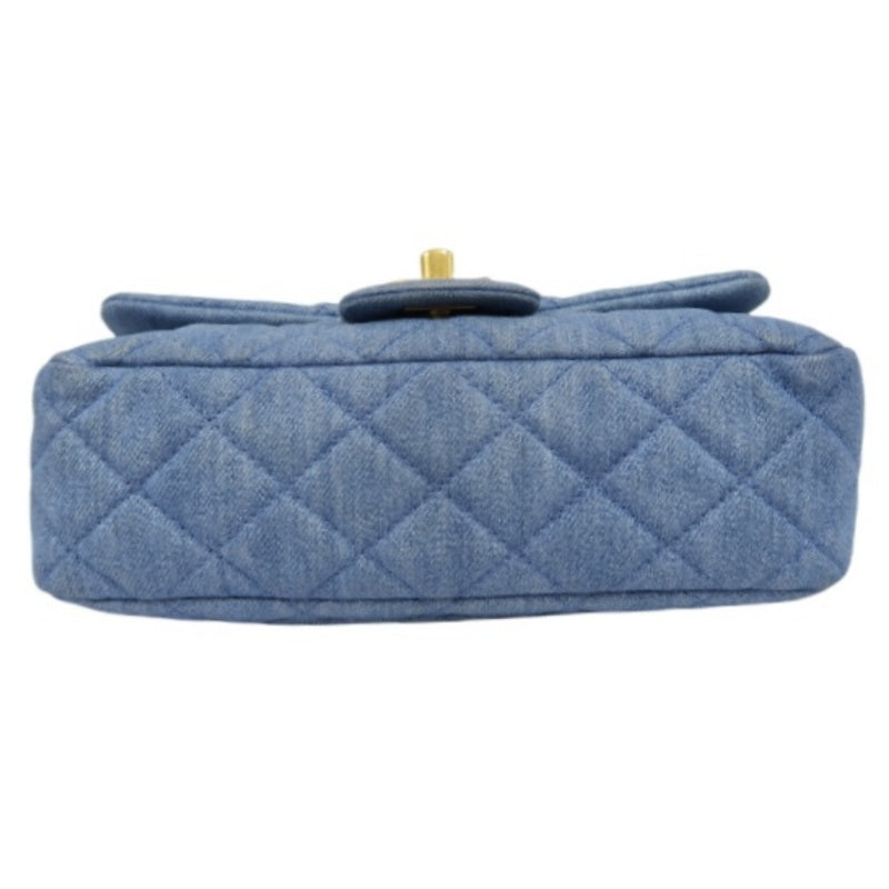 Chanel Blue Denim Classic Flap Bag with Gold Ball Charm