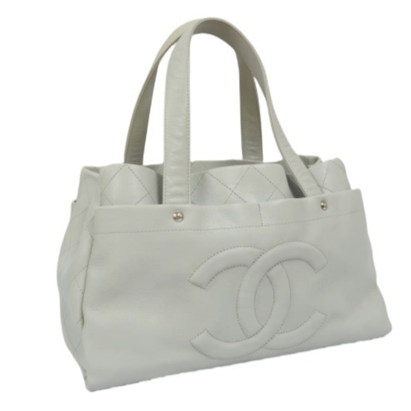 CHANEL Gray Tote Bag, Caviar Leather, with Pouch