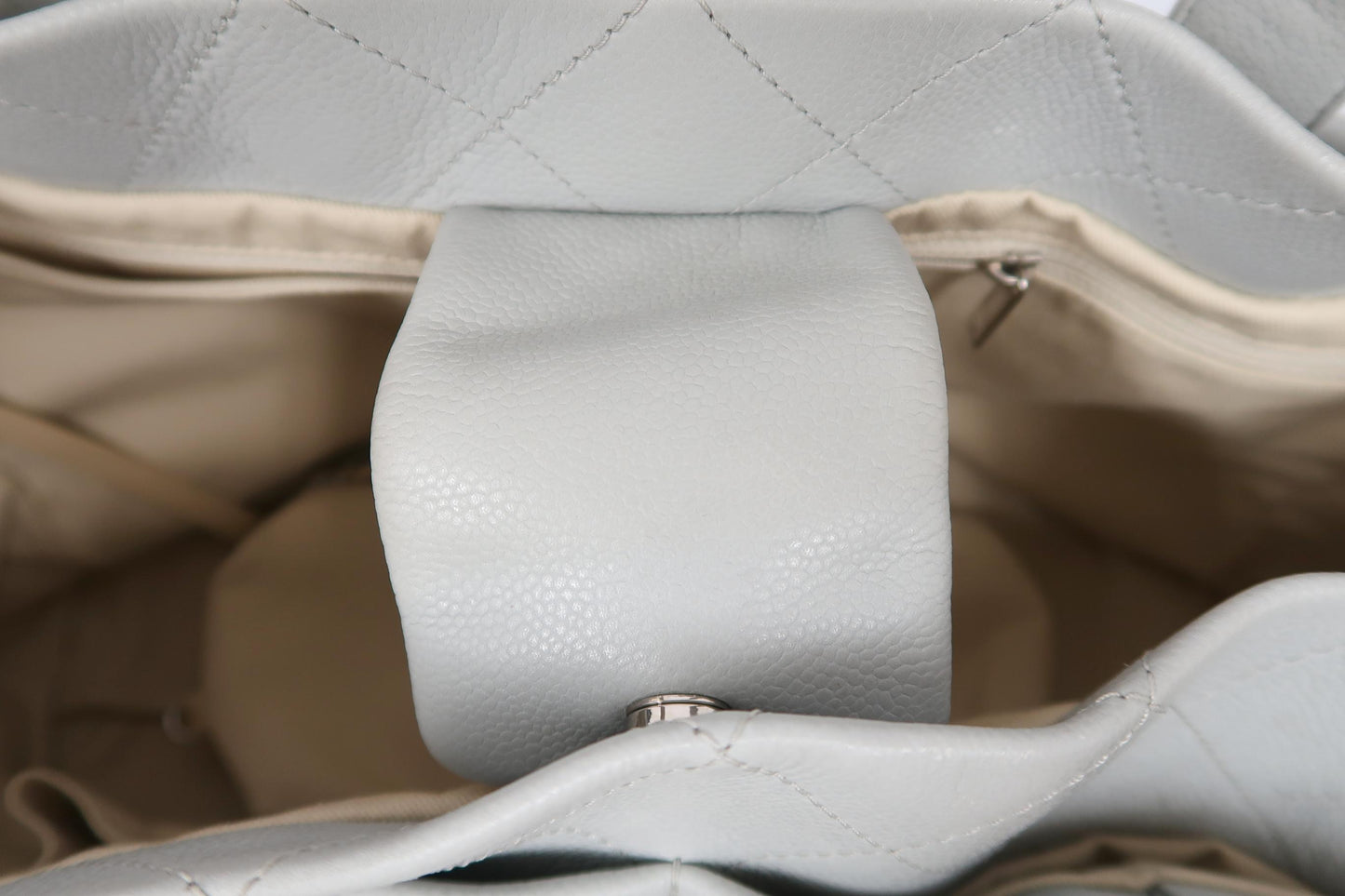 CHANEL Gray Tote Bag, Caviar Leather, with Pouch