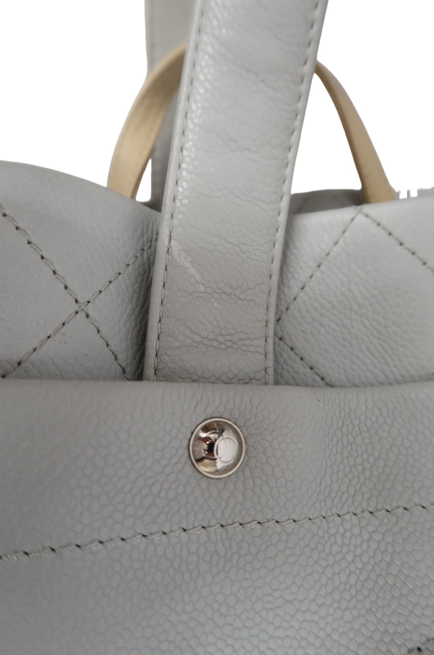 CHANEL Gray Tote Bag, Caviar Leather, with Pouch