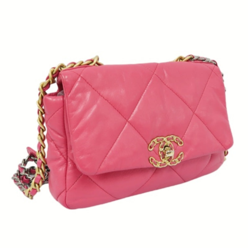 Chanel 19 Flap Bag in Pink Lambskin with Gold Hardware
