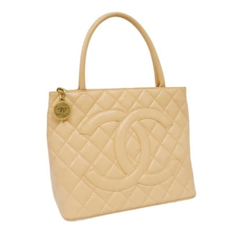 Chanel Reproduction Tote Bag Pink Beige Caviar with Gold Hardware