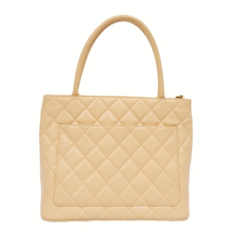 Chanel Reproduction Tote Bag Pink Beige Caviar with Gold Hardware