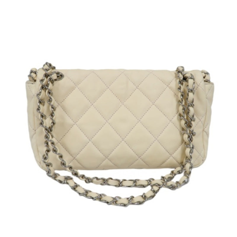 Chanel Pink Beige Lambskin Chain Shoulder Bag with Silver-Tone Hardware